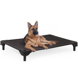 Outdoor Elevated Dog Bed Raised Dog Cots Beds for Large Dogs Indoor & Outdoor Pet Hammock Bed with Frame with Breathable Mesh(Large; Black)