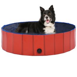 vidaXL Foldable Dog Swimming Pool Red 47.2"x11.8" PVC