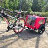 Bicycle trailer for pets outdoor foldable red color dog trailer with reflectors and safty flag