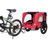 Bicycle trailer for pets outdoor foldable red color dog trailer with reflectors and safty flag