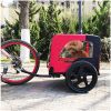 Bicycle trailer for pets outdoor foldable red color dog trailer with reflectors and safty flag