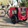 Bicycle trailer for pets outdoor foldable red color dog trailer with reflectors and safty flag