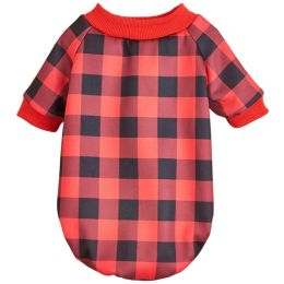 Warm Fleece Dog Clothing Classic Plaid Patchwork Dog and Cat Hoodies (Type: RedcheckL)