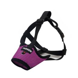 Dog Muzzle,Soft Nylon Muzzle Anti Biting Barking Chewing,Air Mesh Breathable Drinkable Adjustable Loop Pets Muzzle (Color: Purple)