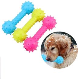 New Rubber Dog Toy with Thorn Bone Rubber Molar Teeth Pet Toy Dog bite Resistant Molar Training Dog Toys for Small Dogs (Color: Rose red)