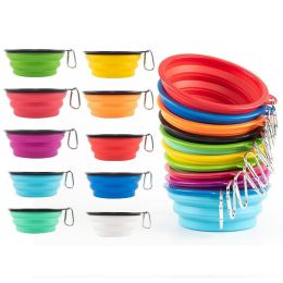 1000ml Large Collapsible Dog Pet Folding Silicone Bowl Outdoor Travel Portable Puppy Food Container Feeder Dish Bowl (Color: pink)