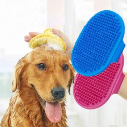 1 Pcs Pets Silicone Washing Glove Dog Cat Bath Brush Comb Rubber Glove Hair Grooming Massaging Kitchen Cleaning Gloves (Color: yellow)