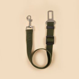 Adjustable Pet Safety Belt Leash; Dog Car Seat Belt For Dogs & Cats Outdoor Travelling (Color: Army Green)