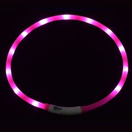 Pet's LED Collar With USB Rechargeable Glowing Lighted Up & Cuttable Waterproof Safety For Dogs (Color: pink)