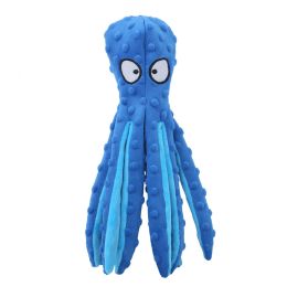 1 Piece Pet Squeak Toys Cartoon Octopus Shape Toy Pet Anxiety Relief Calming Aid Toy For Cats Dogs (Color: Blue)