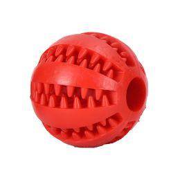 Dog Squeaky Ball Toy; Pet Chew Toy For Dog; Tooth Cleaning Ball Bite Resistant Pet Supplies (Color: Red)