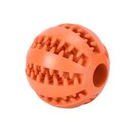 Dog Squeaky Ball Toy; Pet Chew Toy For Dog; Tooth Cleaning Ball Bite Resistant Pet Supplies (Color: Orange)