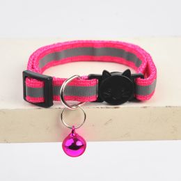 Pet Collar For Dog & Cat; Reflective Cat Collar With Bell; Dog Collar With Cartoon Cat Head (Color: Reflective Pink)