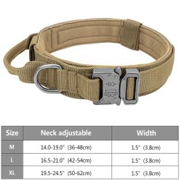 Tactical Pet Collar; Dog Collar With Handle; Military Heavy Duty Dog Collars For Medium Large Dogs (Color: Khaki)