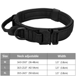 Tactical Pet Collar; Dog Collar With Handle; Military Heavy Duty Dog Collars For Medium Large Dogs (Color: black)