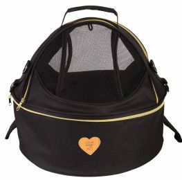 Pet Life 'Air-Venture' Dual-Zip Airline Approved Panoramic Circular Travel Pet Dog Carrier (Color: black)