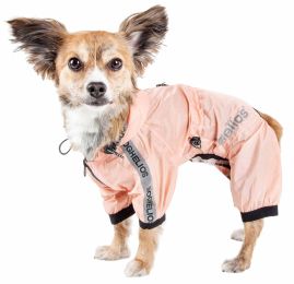 Dog Helios 'Torrential Shield' Waterproof Multi-Adjustable Full Bodied Pet Dog Windbreaker Raincoat (Color: pink)