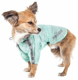 Dog Helios 'Torrential Shield' Waterproof Multi-Adjustable Pet Dog Windbreaker Raincoat (Color: green)