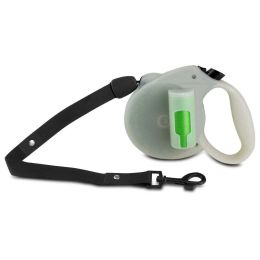 Pet Leash Retractable Leash With Green Pick-up Bags And Glow In The Dark (Color: As Pic Show)