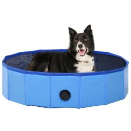 Pet Dog Bath Foldable Dog Swimming Pool PVC (Color: Blue)