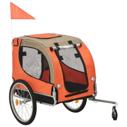 vidaXL Dog Bike Trailer Orange and Gray (Color: Brown)