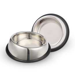 Beveled Dogs Bowl Stainless Steel Removable Rubber Ring Non-Slip Bottom Pet Feeder Bowl Water Dish For Dog Cat (size: 2 Pack Medium (2.5Cup))