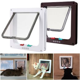 4 Way Pet Cat Puppy Dog Magnetic Lock Lockable Safe Flap Door Gate Frame S M L XL (size: S)