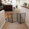 Pet Gate &ndash; Dog Gate for Doorways; Stairs or House &ndash; Freestanding; Folding; brown; Arc Wooden