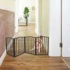 Pet Gate â€“ Dog Gate for Doorways;  Stairs or House â€“ Freestanding;  Folding ;  Dark brown; Arc Wooden